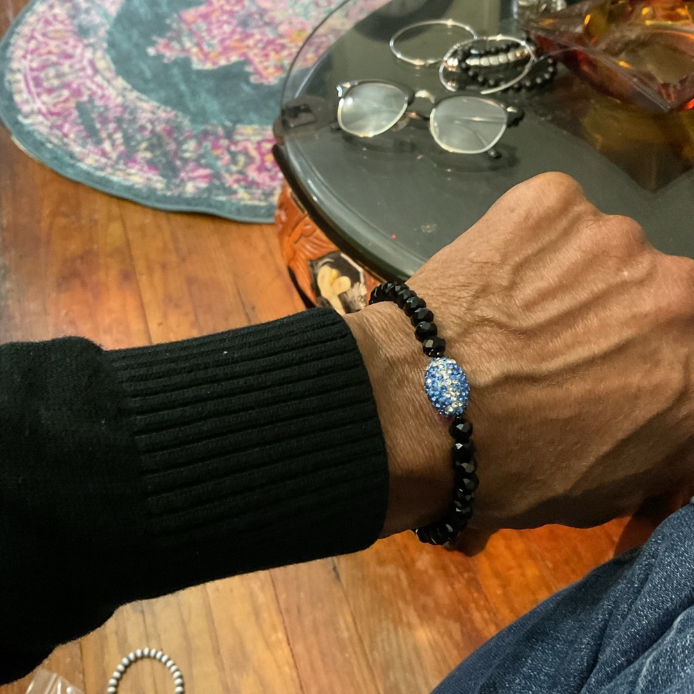 Men’s Blue Rhinestone Football Bracelet💙 - Picture 3 of 3
